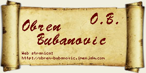 Obren Bubanović vizit kartica